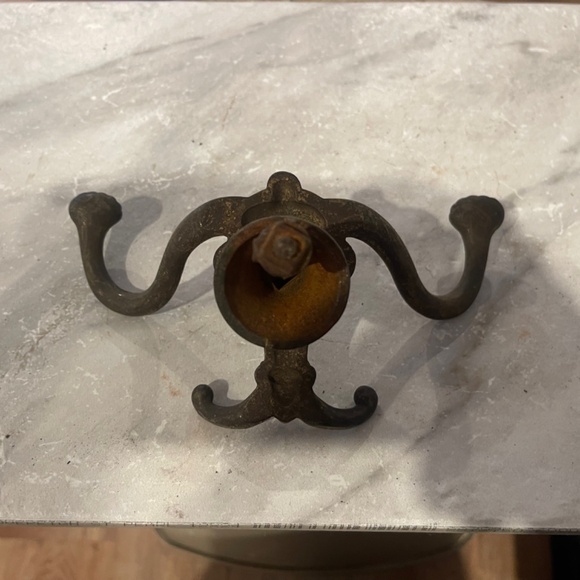 2 Antique Victorian Style Metal Coat Hat Hangers with Double Hooks ~ 8 Inches - Picture 6 of 6